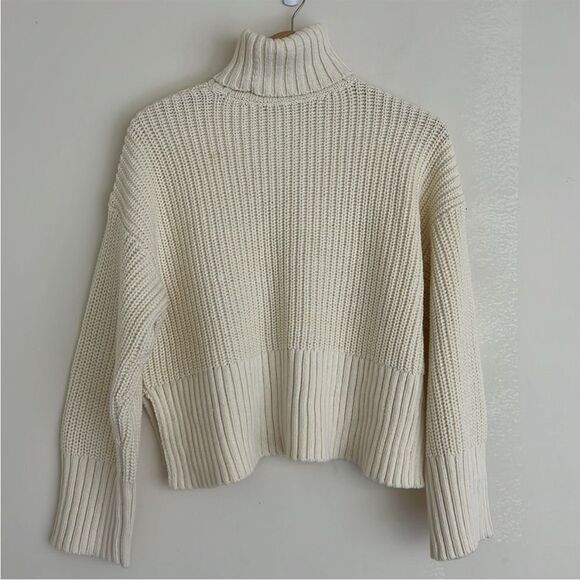 NWOT Madewell Wide Rib Turtleneck Sweater in Antique Cream Size XS - Picture 4 of 12